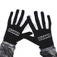 Pair of BUNKR Gloves black and white MX riding gloves